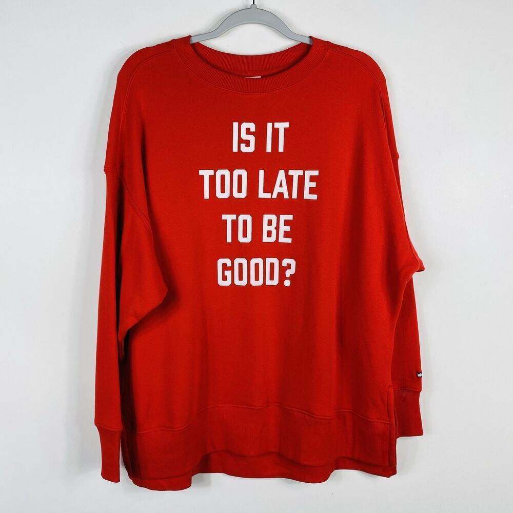 Crown & Ivy Cabana Size Small Too Late To Be Good Christmas Sweatshirt Red